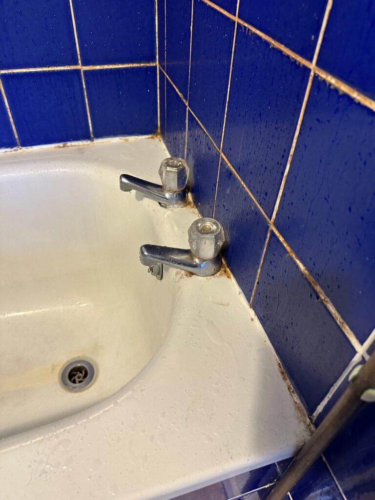 dirty bath taps before ZHD cleaning