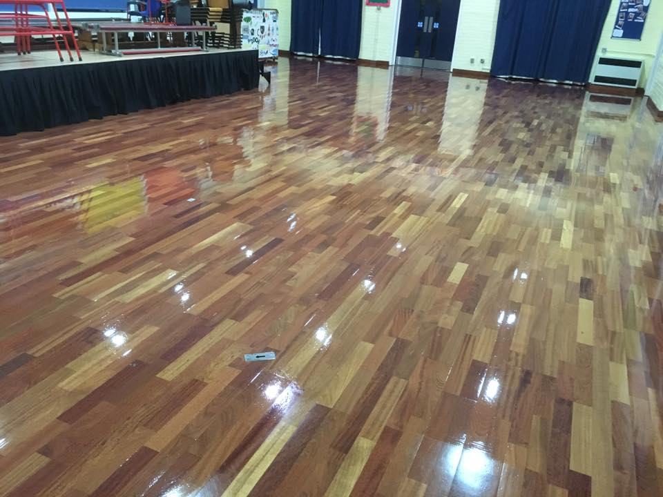 clean and shiny hard wooden floors in a school