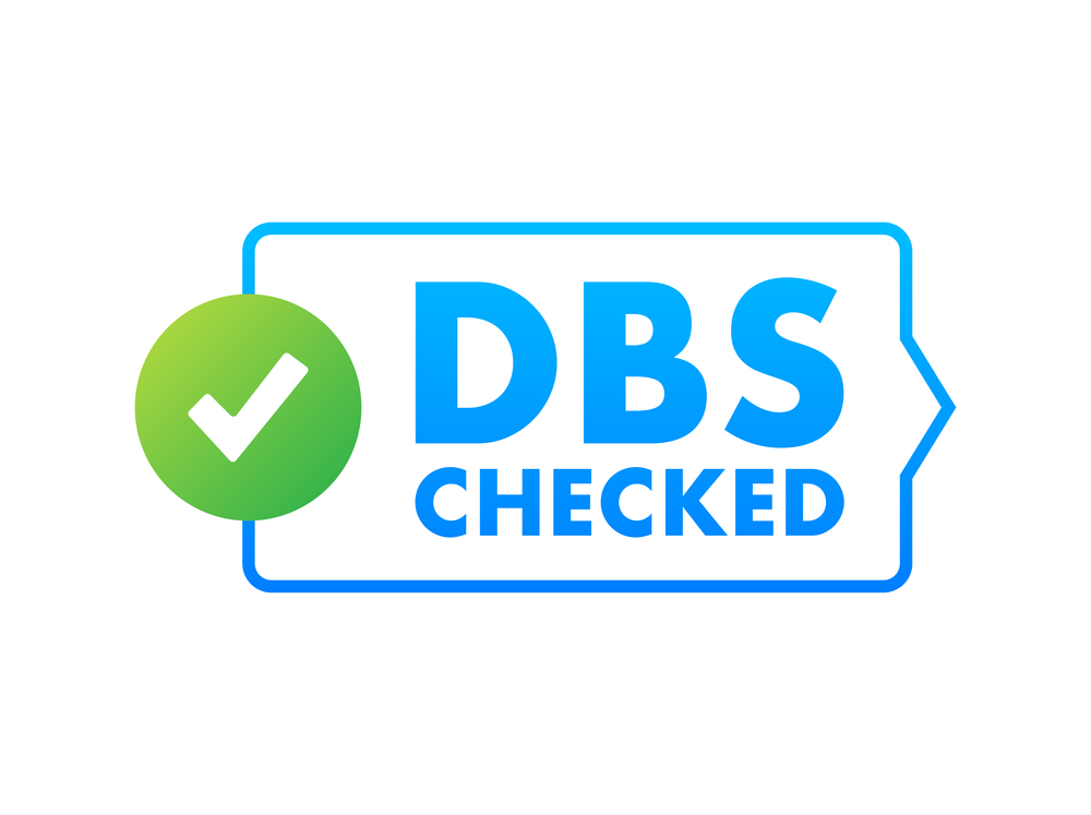 DBS Checked sign. Disclosure and Barring Service. Vector stock illustration.
