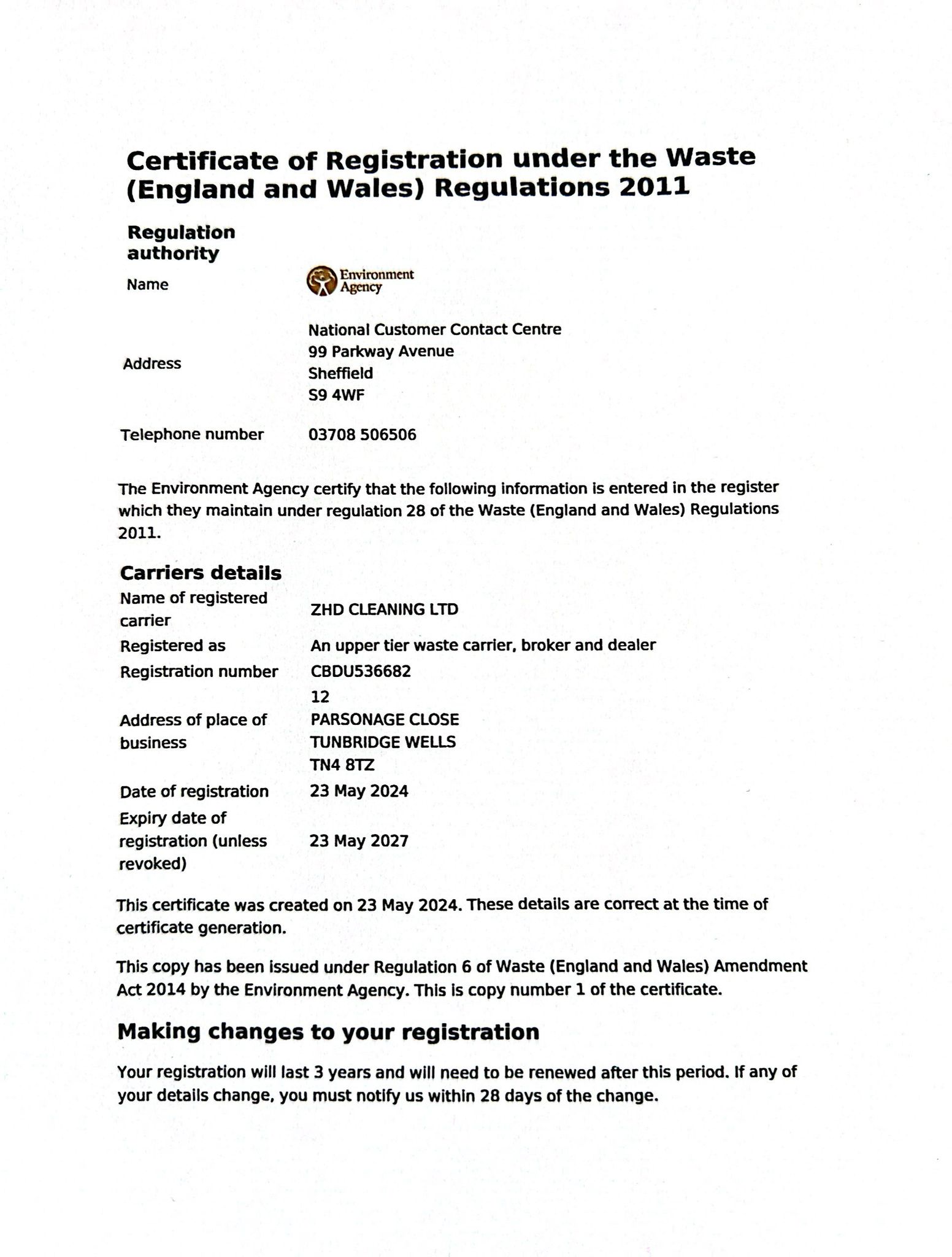 Waste carrier licence